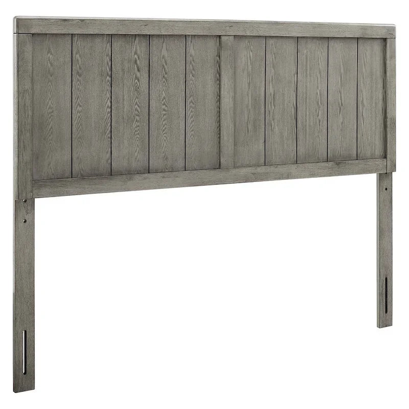 Tête de lit en panneau de bois gris de style campagnard du milieu du siècle, taille Queen, réglable en hauteur, 3 positions de montage