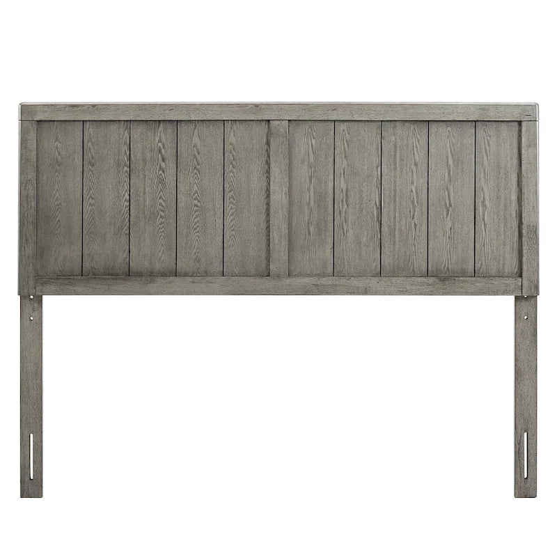 Tête de lit en panneau de bois gris de style campagnard du milieu du siècle, taille Queen, réglable en hauteur, 3 positions de montage