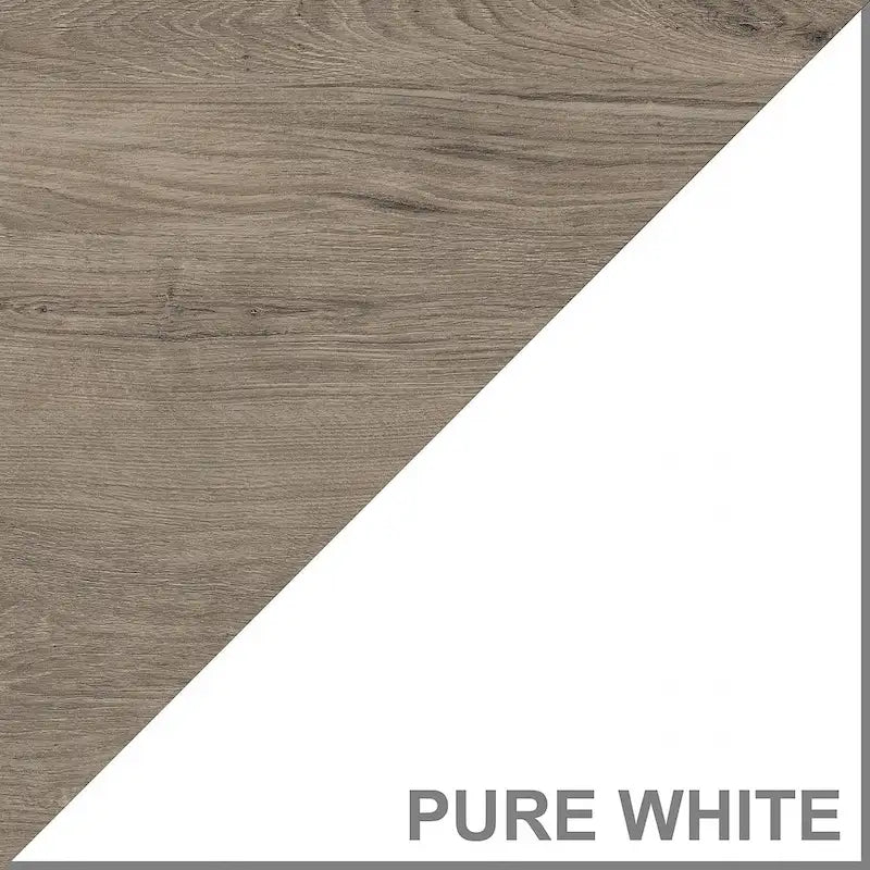 Classeur de style campagnard moderne avec portes à persiennes, 3 étagères et tiroir classeur à extension complète, blanc antique/gris Cape Cod/noir antique/gris planches