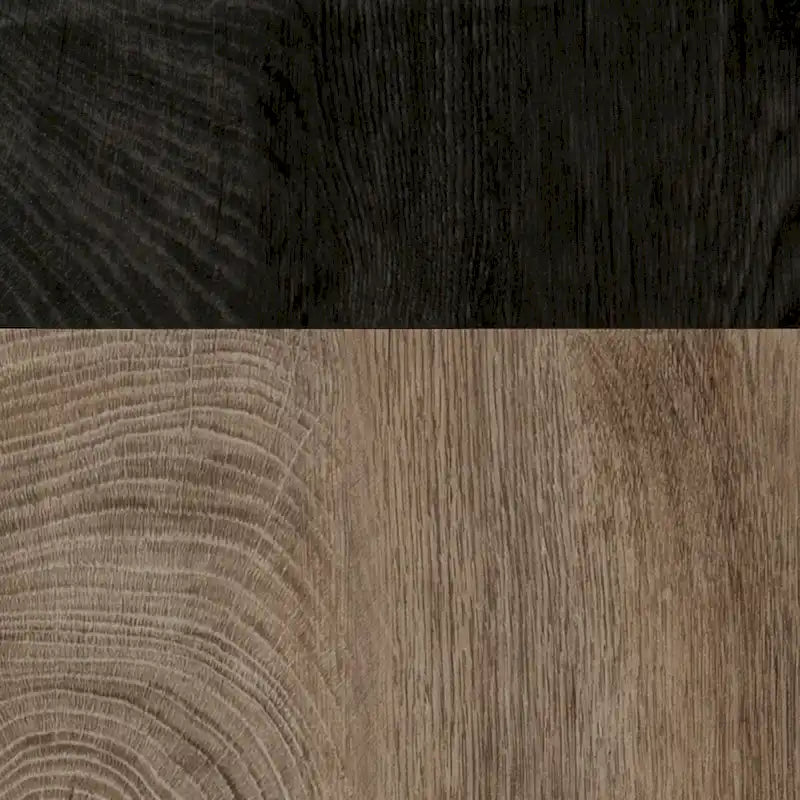 Bureau d'écriture transitionnel de style ferme moderne noir/naturel avec finition bicolore et pieds en fer, pour 1 personne