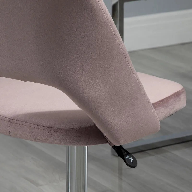 Chaise de bureau pivotante sans accoudoirs en velours rose/bleu/gris/blanc avec dossier mi-hauteur, hauteur réglable et ouverture dorsale respirante, pour 1 personne