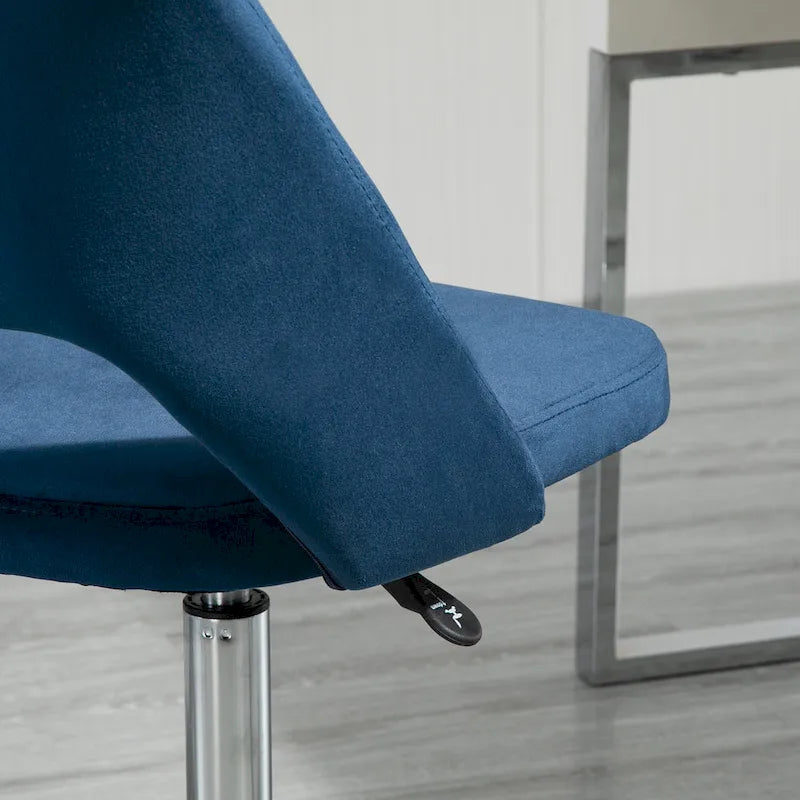 Chaise de bureau pivotante sans accoudoirs en velours rose/bleu/gris/blanc avec dossier mi-hauteur, hauteur réglable et ouverture dorsale respirante, pour 1 personne