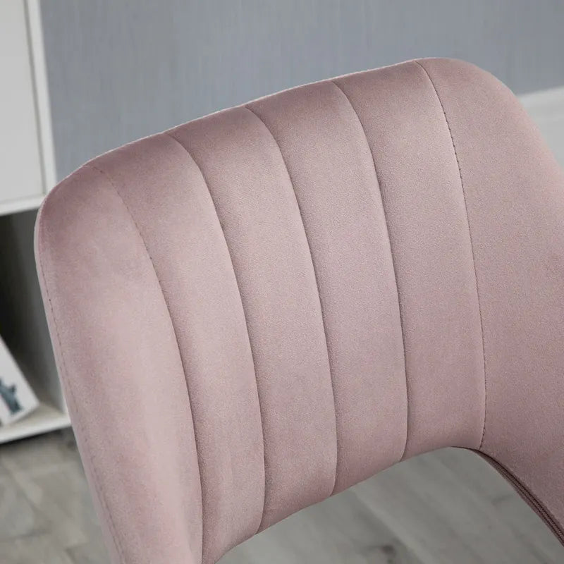 Chaise de bureau pivotante sans accoudoirs en velours rose/bleu/gris/blanc avec dossier mi-hauteur, hauteur réglable et ouverture dorsale respirante, pour 1 personne