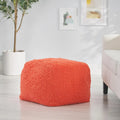 Pouf carré en chenille microfibre corail/jaune/lavande/anthracite avec housse amovible, 1 place