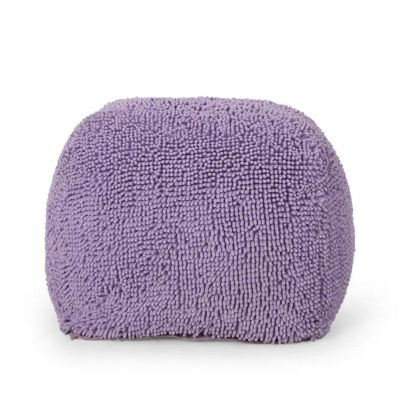 Pouf carré en chenille microfibre corail/jaune/lavande/anthracite avec housse amovible, 1 place
