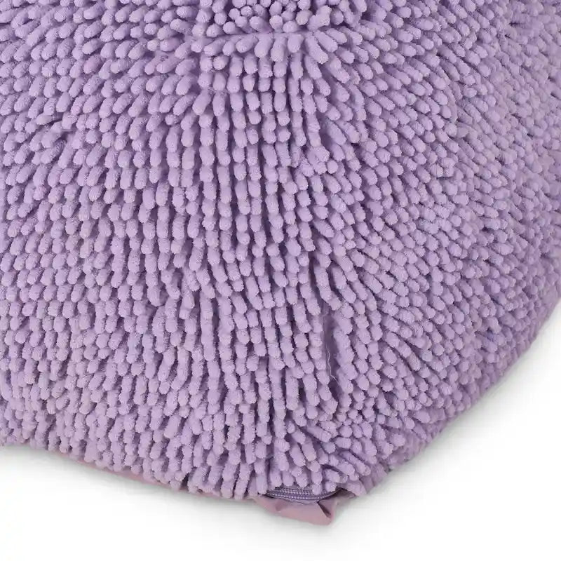 Pouf carré en chenille microfibre corail/jaune/lavande/anthracite avec housse amovible, 1 place