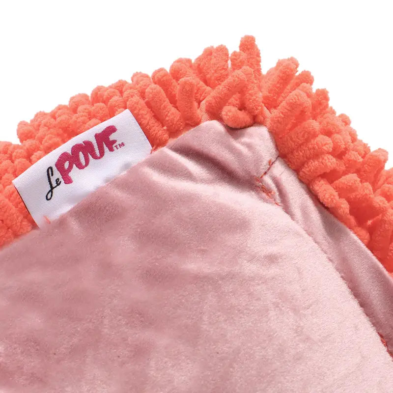 Pouf carré en chenille microfibre corail/jaune/lavande/anthracite avec housse amovible, 1 place