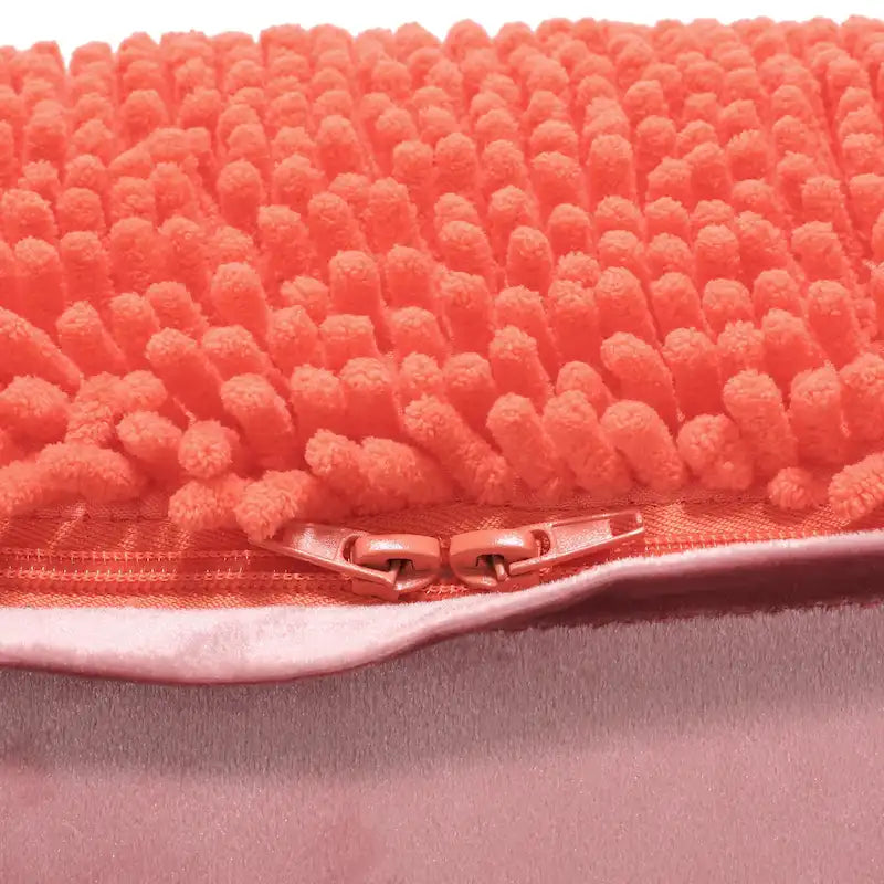 Pouf carré en chenille microfibre corail/jaune/lavande/anthracite avec housse amovible, 1 place