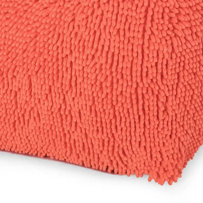 Pouf carré en chenille microfibre corail/jaune/lavande/anthracite avec housse amovible, 1 place