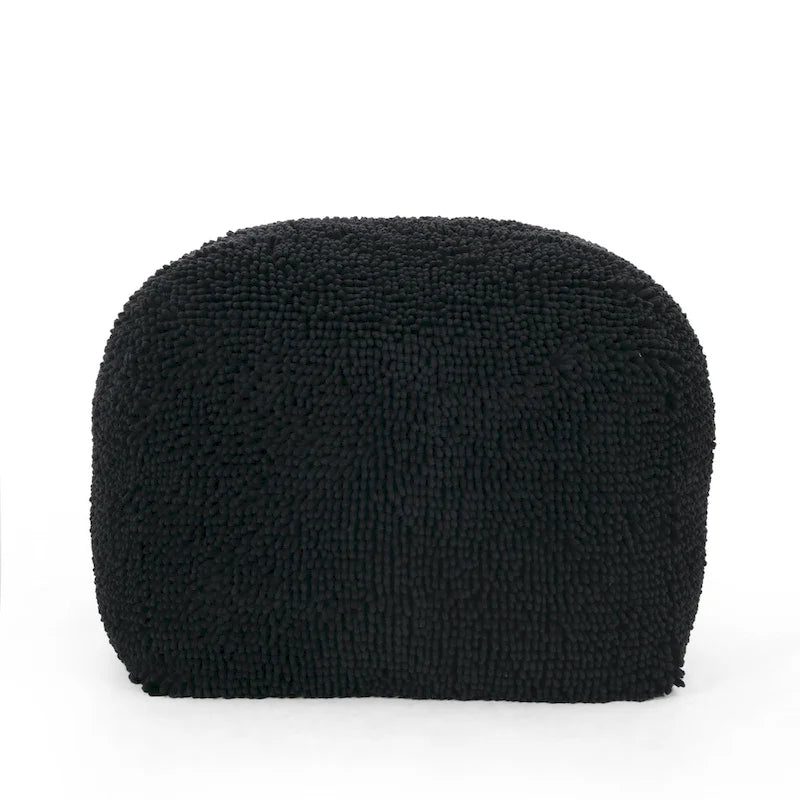 Pouf carré en chenille microfibre corail/jaune/lavande/anthracite avec housse amovible, 1 place