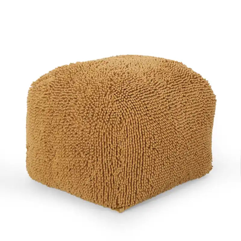 Pouf carré en chenille microfibre corail/jaune/lavande/anthracite avec housse amovible, 1 place