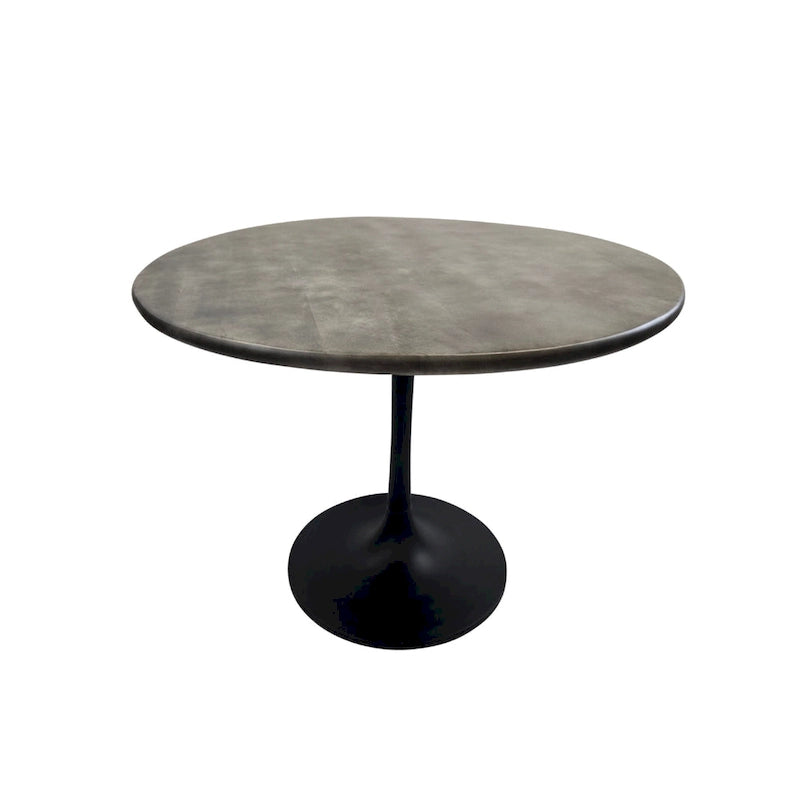 Table à manger ronde 40" en bois de manguier, coloris Orme/Doré antique ou Orme/Noir, avec pied tulipe en aluminium moulé, pour 4 personnes