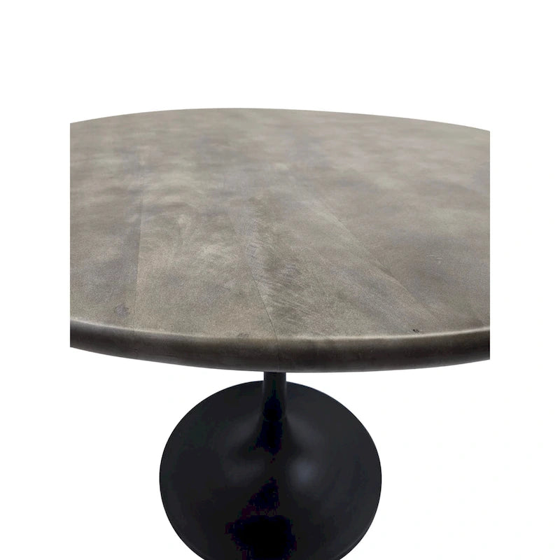Table à manger ronde 40" en bois de manguier, coloris Orme/Doré antique ou Orme/Noir, avec pied tulipe en aluminium moulé, pour 4 personnes