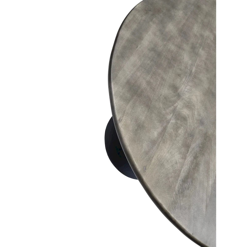 Table à manger ronde 40" en bois de manguier, coloris Orme/Doré antique ou Orme/Noir, avec pied tulipe en aluminium moulé, pour 4 personnes