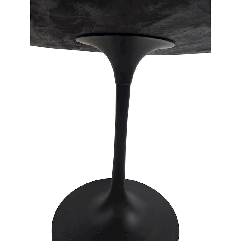 Table à manger ronde 40" en bois de manguier, coloris Orme/Doré antique ou Orme/Noir, avec pied tulipe en aluminium moulé, pour 4 personnes