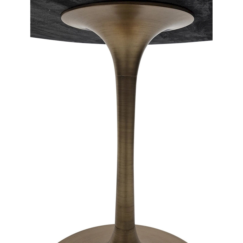 Table à manger ronde 40" en bois de manguier, coloris Orme/Doré antique ou Orme/Noir, avec pied tulipe en aluminium moulé, pour 4 personnes