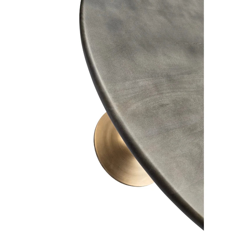 Table à manger ronde 40" en bois de manguier, coloris Orme/Doré antique ou Orme/Noir, avec pied tulipe en aluminium moulé, pour 4 personnes