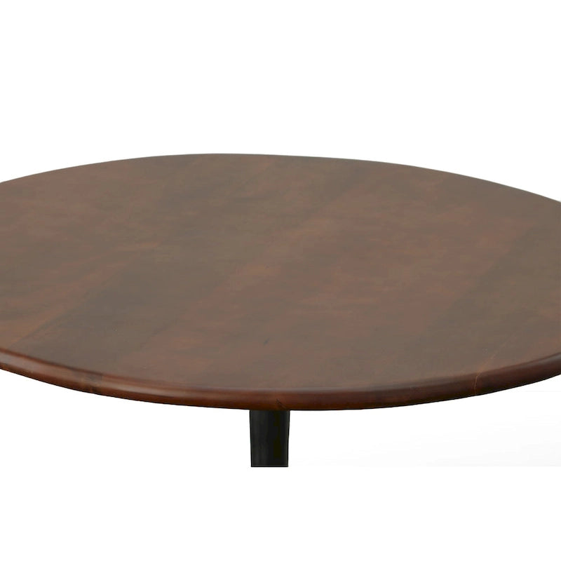 Table à manger ronde 40" en bois de manguier, coloris Orme/Doré antique ou Orme/Noir, avec pied tulipe en aluminium moulé, pour 4 personnes
