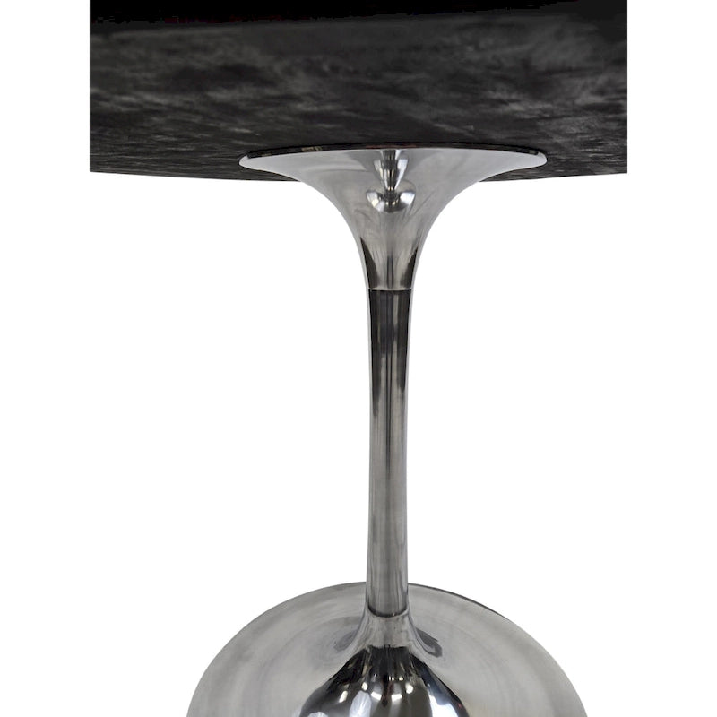 Table à manger ronde 40" en bois de manguier, coloris Orme/Doré antique ou Orme/Noir, avec pied tulipe en aluminium moulé, pour 4 personnes