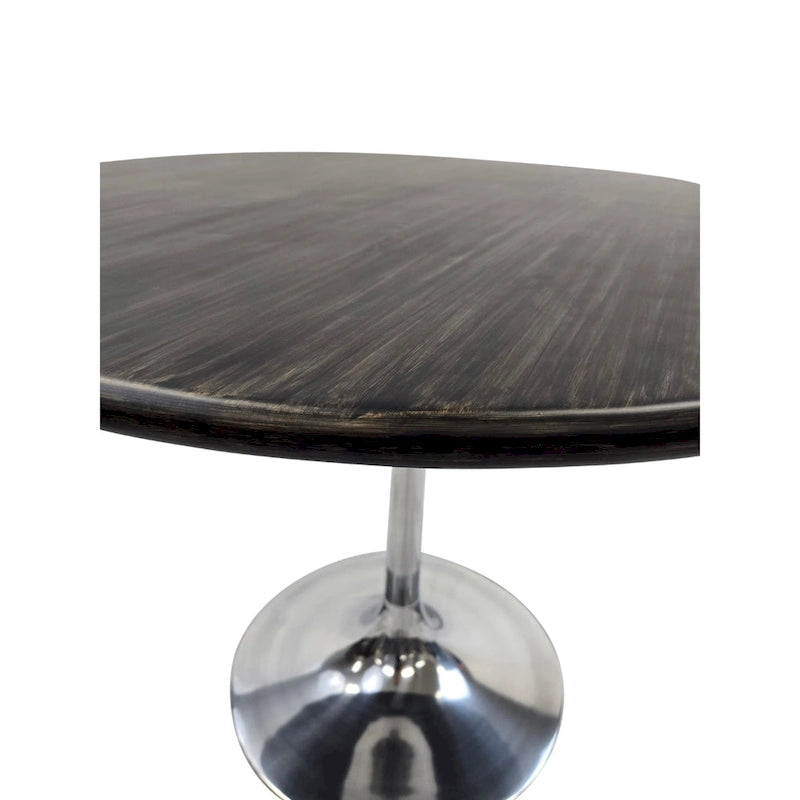 Table à manger ronde 40" en bois de manguier, coloris Orme/Doré antique ou Orme/Noir, avec pied tulipe en aluminium moulé, pour 4 personnes