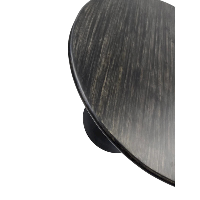 Table à manger ronde 40" en bois de manguier, coloris Orme/Doré antique ou Orme/Noir, avec pied tulipe en aluminium moulé, pour 4 personnes