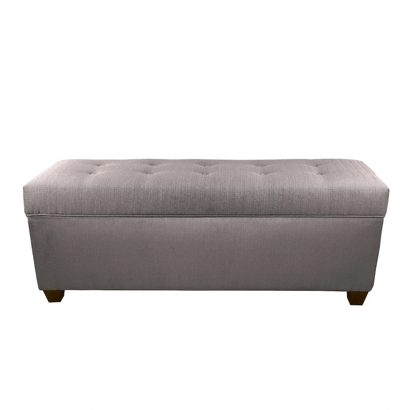 Banc de rangement capitonné en lin avec couvercle hydraulique et pieds en bois expresso, 1-2 places, 4 couleurs