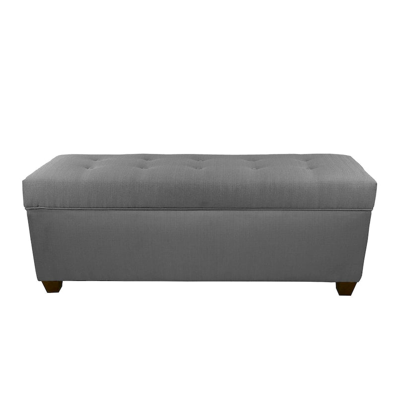 Banc de rangement capitonné en lin avec couvercle hydraulique et pieds en bois expresso, 1-2 places, 4 couleurs