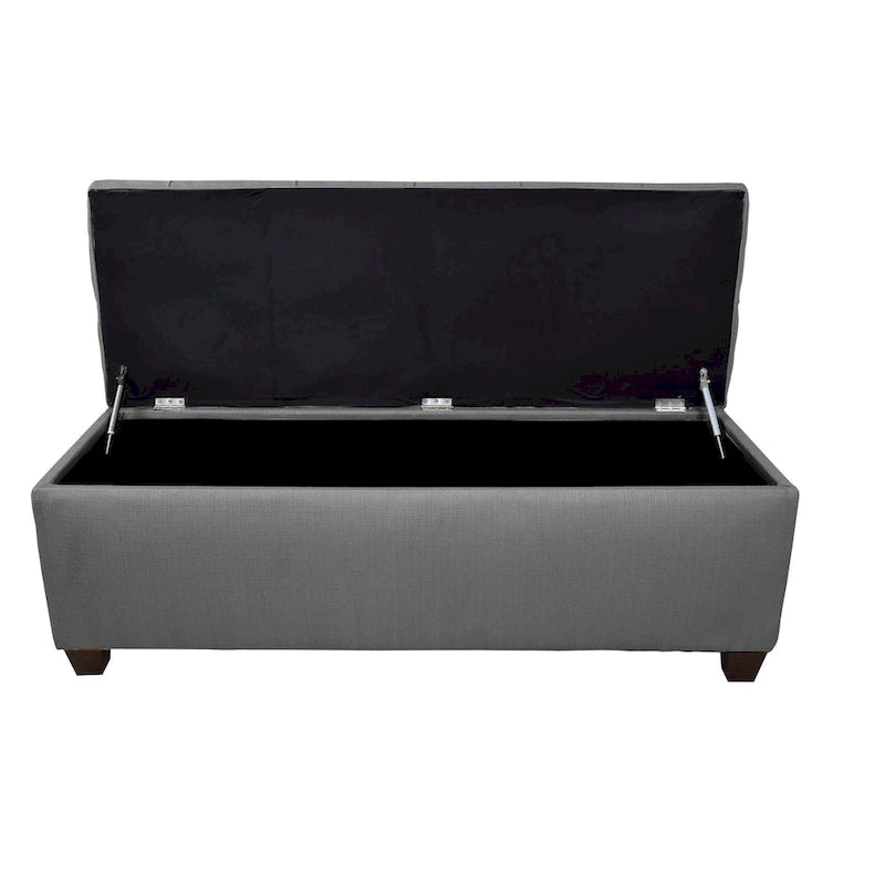 Banc de rangement capitonné en lin avec couvercle hydraulique et pieds en bois expresso, 1-2 places, 4 couleurs