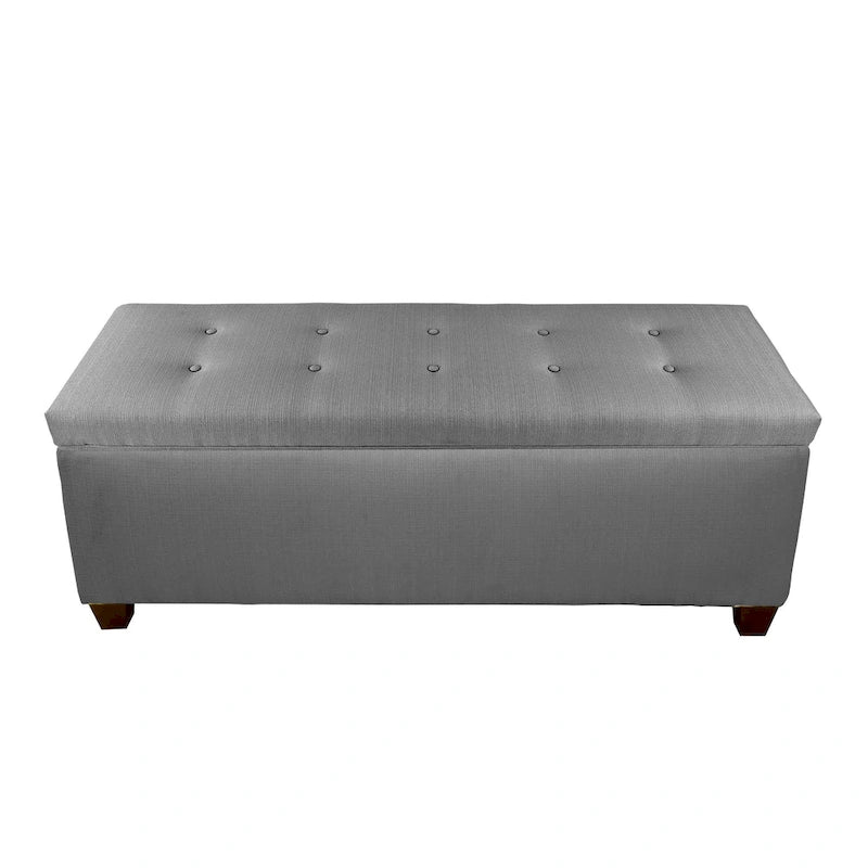 Banc de rangement capitonné en lin avec couvercle hydraulique et pieds en bois expresso, 1-2 places, 4 couleurs