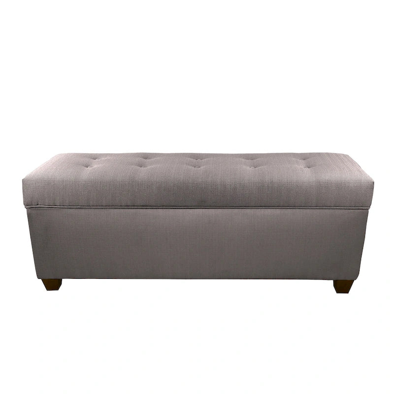 Banc de rangement capitonné en lin avec couvercle hydraulique et pieds en bois expresso, 1-2 places, 4 couleurs