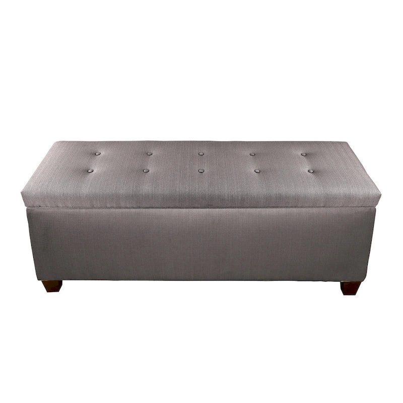 Banc de rangement capitonné en lin avec couvercle hydraulique et pieds en bois expresso, 1-2 places, 4 couleurs
