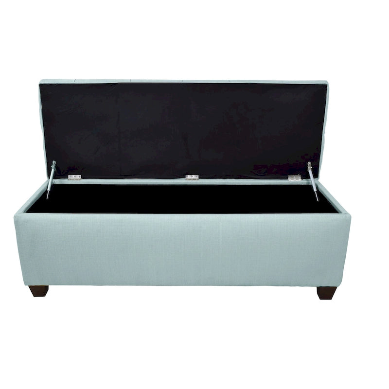 Banc de rangement capitonné en lin avec couvercle hydraulique et pieds en bois expresso, 1-2 places, 4 couleurs