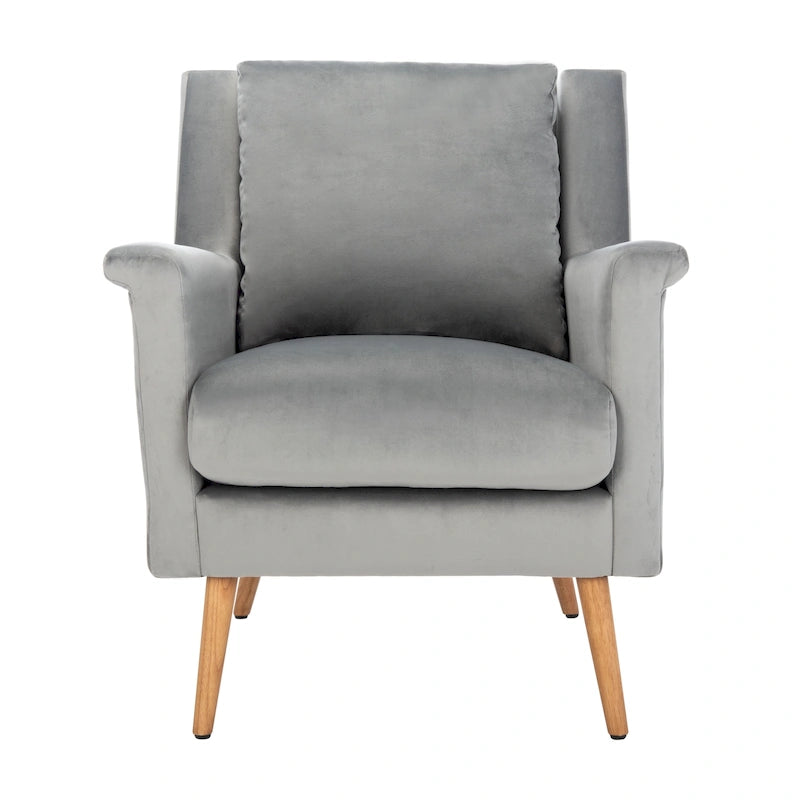 Fauteuil de style Mid-Century avec pieds évasés en chêne, 1 place, Cognac/Pierre/Olive/Marine