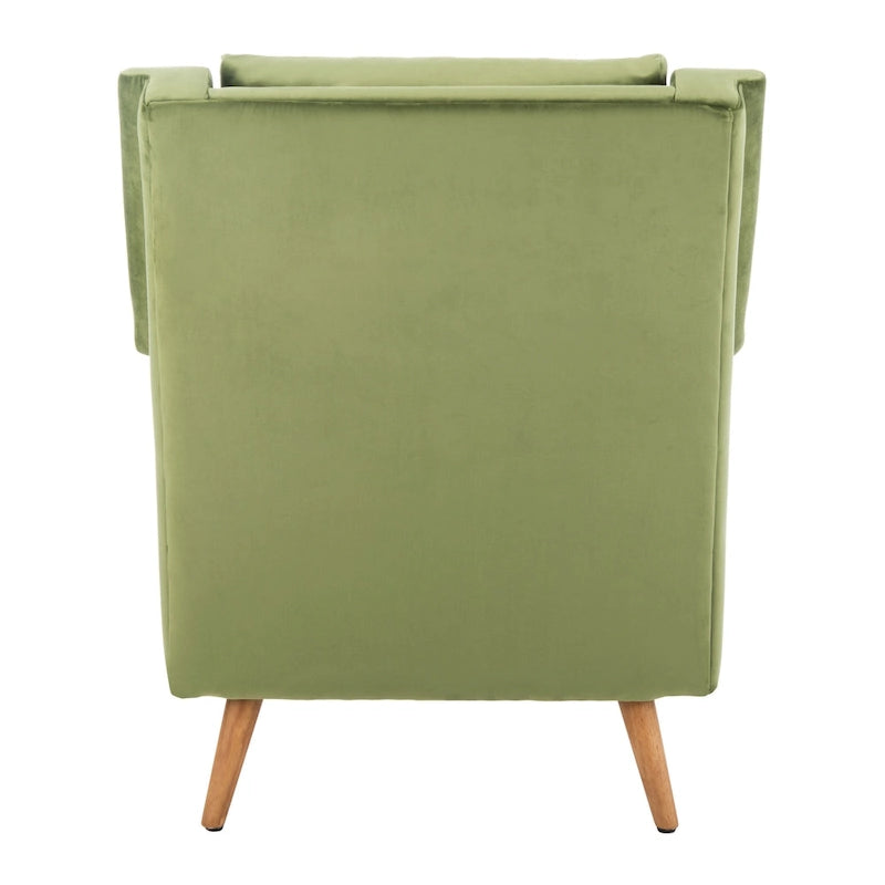 Fauteuil de style Mid-Century avec pieds évasés en chêne, 1 place, Cognac/Pierre/Olive/Marine