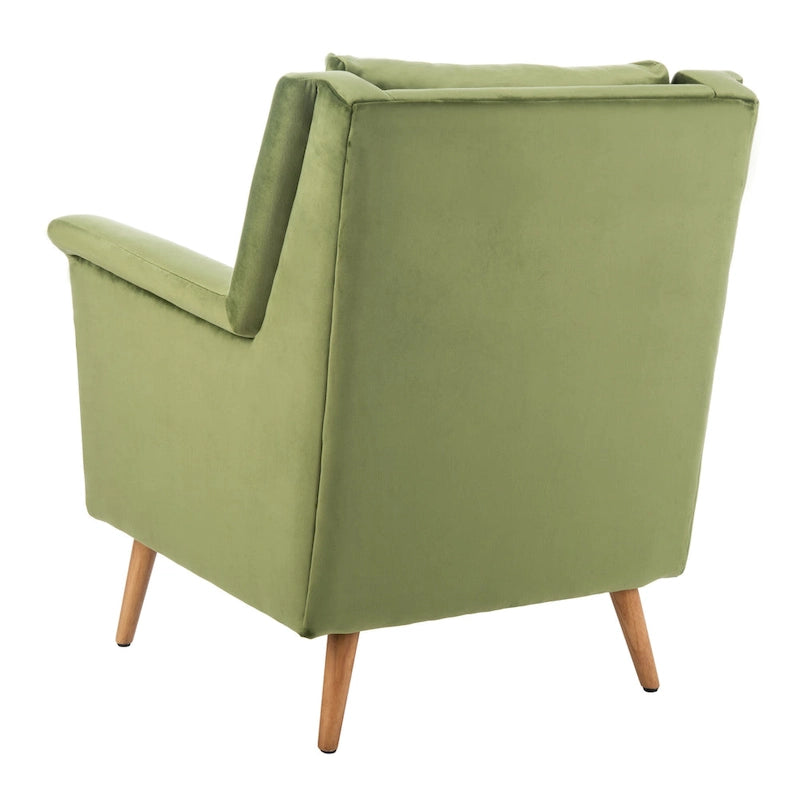 Fauteuil de style Mid-Century avec pieds évasés en chêne, 1 place, Cognac/Pierre/Olive/Marine