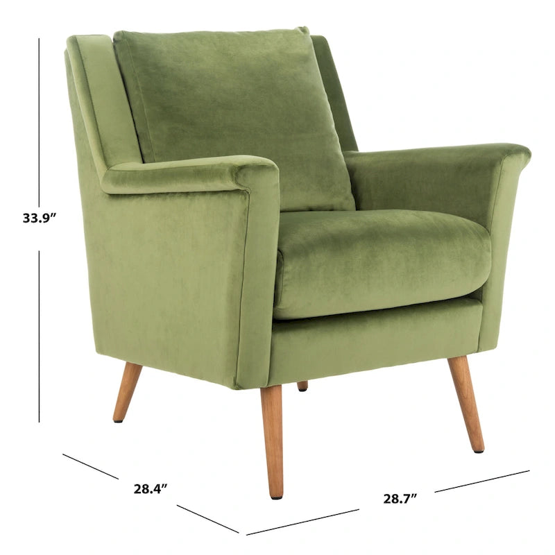 Fauteuil de style Mid-Century avec pieds évasés en chêne, 1 place, Cognac/Pierre/Olive/Marine