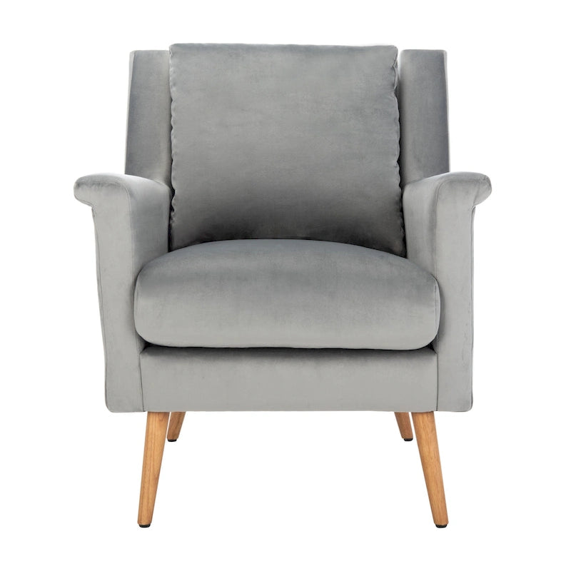 Fauteuil de style Mid-Century avec pieds évasés en chêne, 1 place, Cognac/Pierre/Olive/Marine