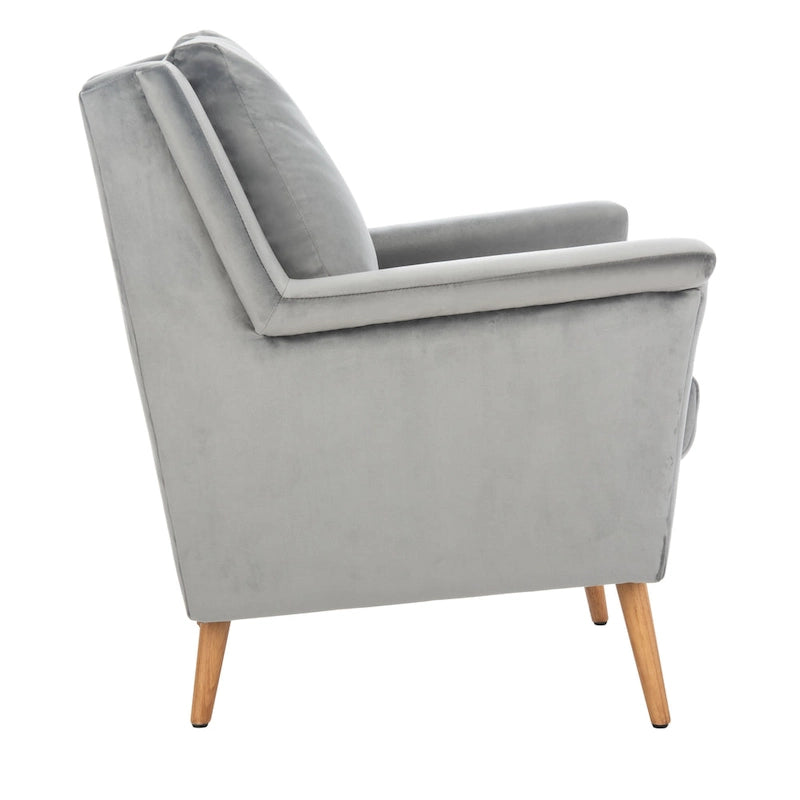 Fauteuil de style Mid-Century avec pieds évasés en chêne, 1 place, Cognac/Pierre/Olive/Marine