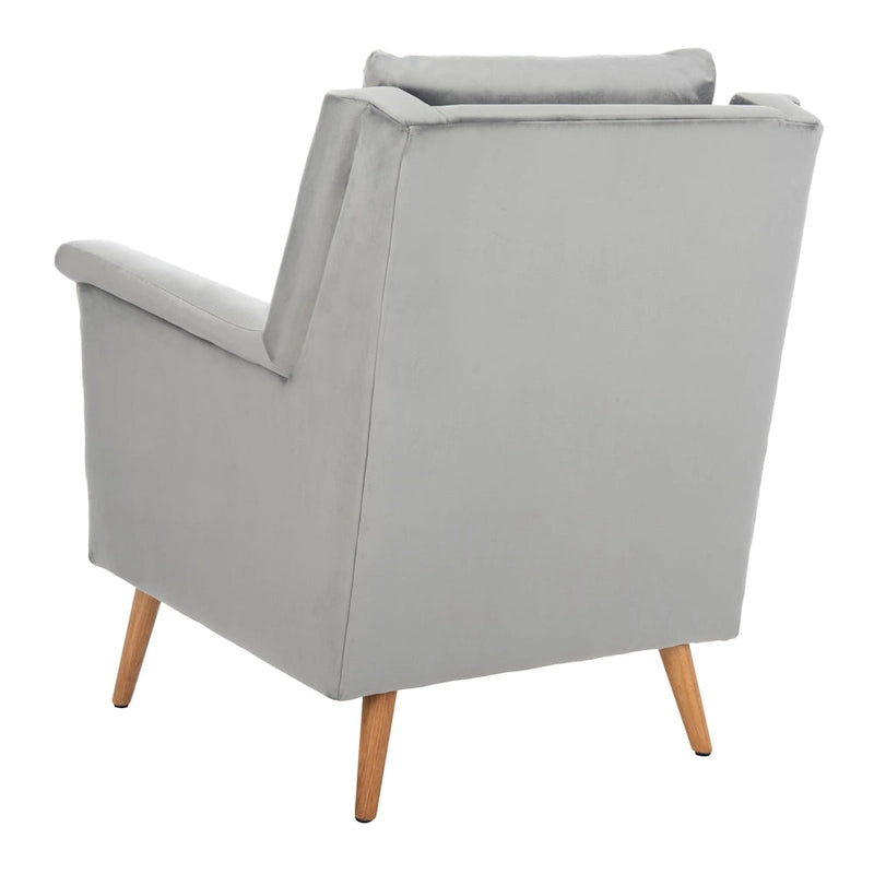 Fauteuil de style Mid-Century avec pieds évasés en chêne, 1 place, Cognac/Pierre/Olive/Marine