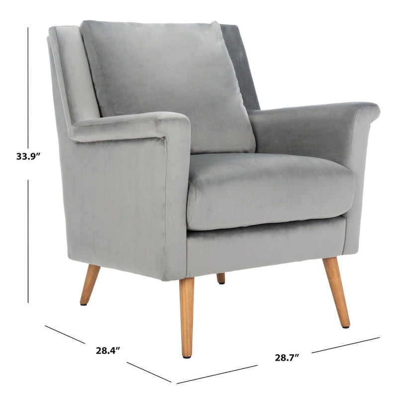 Fauteuil de style Mid-Century avec pieds évasés en chêne, 1 place, Cognac/Pierre/Olive/Marine
