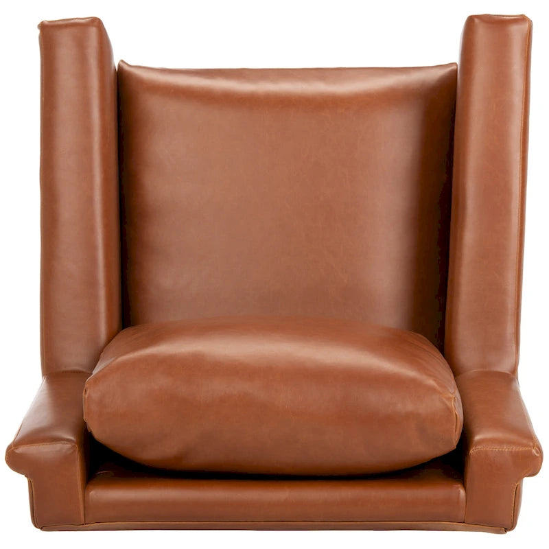 Fauteuil de style Mid-Century avec pieds évasés en chêne, 1 place, Cognac/Pierre/Olive/Marine