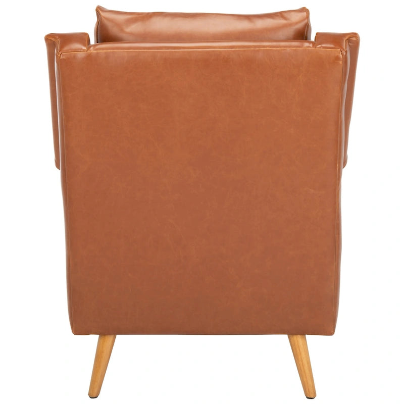 Fauteuil de style Mid-Century avec pieds évasés en chêne, 1 place, Cognac/Pierre/Olive/Marine