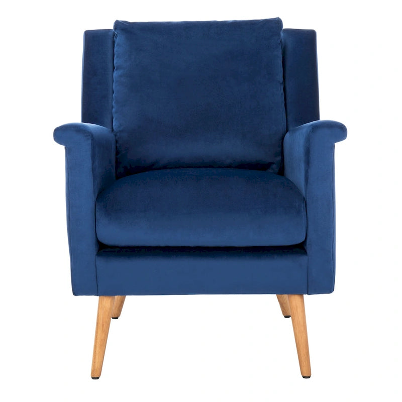 Fauteuil de style Mid-Century avec pieds évasés en chêne, 1 place, Cognac/Pierre/Olive/Marine