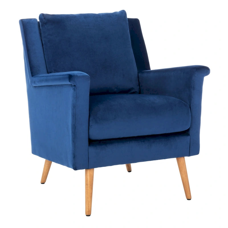 Fauteuil de style Mid-Century avec pieds évasés en chêne, 1 place, Cognac/Pierre/Olive/Marine