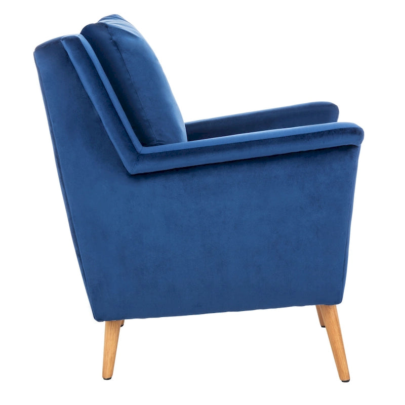 Fauteuil de style Mid-Century avec pieds évasés en chêne, 1 place, Cognac/Pierre/Olive/Marine