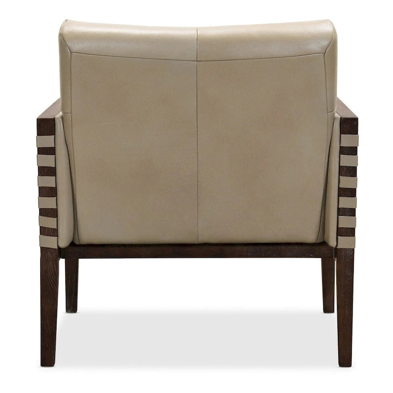 Fauteuil d'appoint capitonné taupe/gris avec cadre et accoudoirs en bois, 1 place