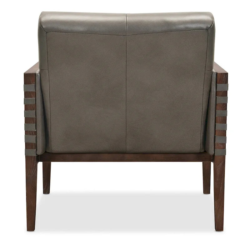 Fauteuil d'appoint capitonné taupe/gris avec cadre et accoudoirs en bois, 1 place