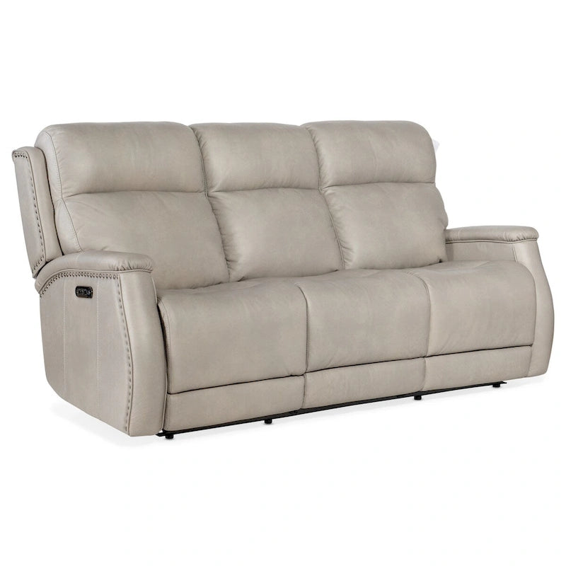Canapé inclinable électrique en cuir Sahara Sand/Ash 78" avec gravité zéro, appuie-tête électrique et port USB, 3 places