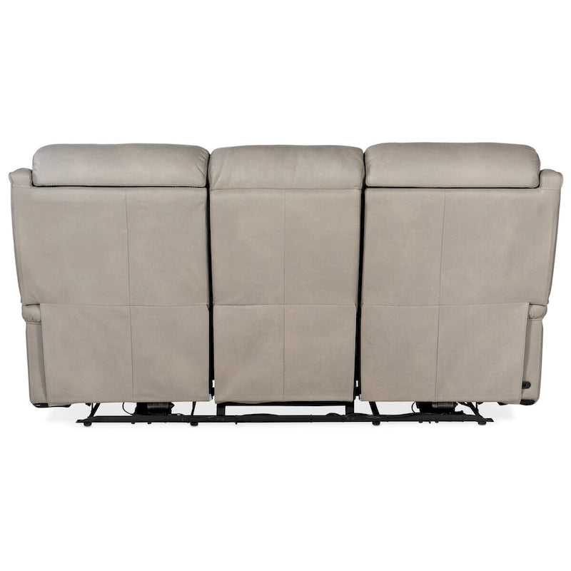 Canapé inclinable électrique en cuir Sahara Sand/Ash 78" avec gravité zéro, appuie-tête électrique et port USB, 3 places