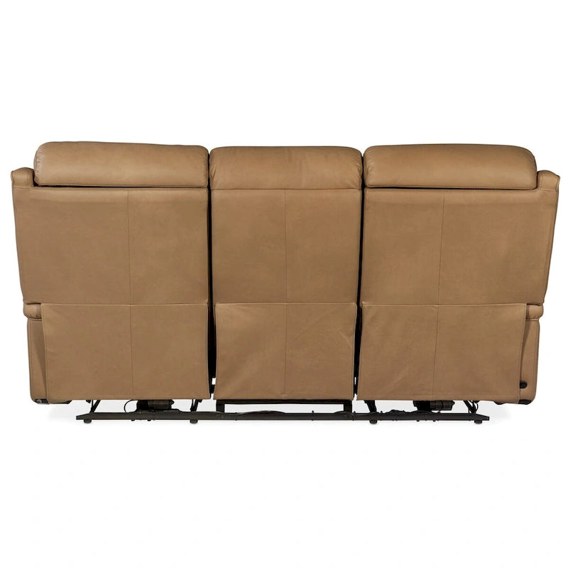 Canapé inclinable électrique en cuir Sahara Sand/Ash 78" avec gravité zéro, appuie-tête électrique et port USB, 3 places